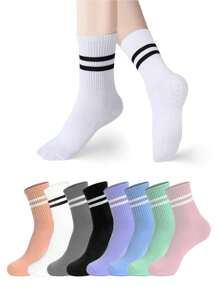 3 Pairs Women's Yoga Socks With Anti-Slip Grip, Suitable For All Seasons, Women's Non-Slip Long Socks With Grip, Appropriate For Ballet, Dance And Exercise, For Gym