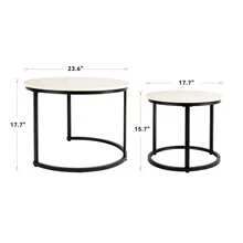 Nalupatio Side Table Set Round, Coffee Table Made Of Wood With Metal Frame, Modern Coffee Tables Set Of Tables For Living Room Bedroom Brown - 米色 - 查看 5