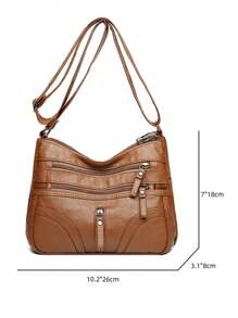 Túi đeo vai nữ dung tích lớn trang trí khóa đỏ, thích hợp cho cuộc sống hàng ngày - màu nâu - Xem 5