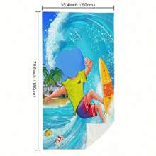 1pc Customized Photo Beach Towel - Ultra Soft And Quick-Dry Polyester | Perfect For Surfing, Pool, And Camping | Personalize With Your Face
