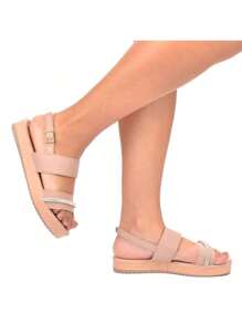 Women's Sandal Papete Chain Rhinestone Shine Comfort Soft Back Buckle - Rusty Rose - View 2