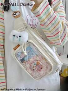 卡哇伊日式 Itabag 女学生胸包 Y2K 女士洛丽塔可爱斜挎包女孩透明 Itabag 钱包和手提包腰包 Ita 包单肩包