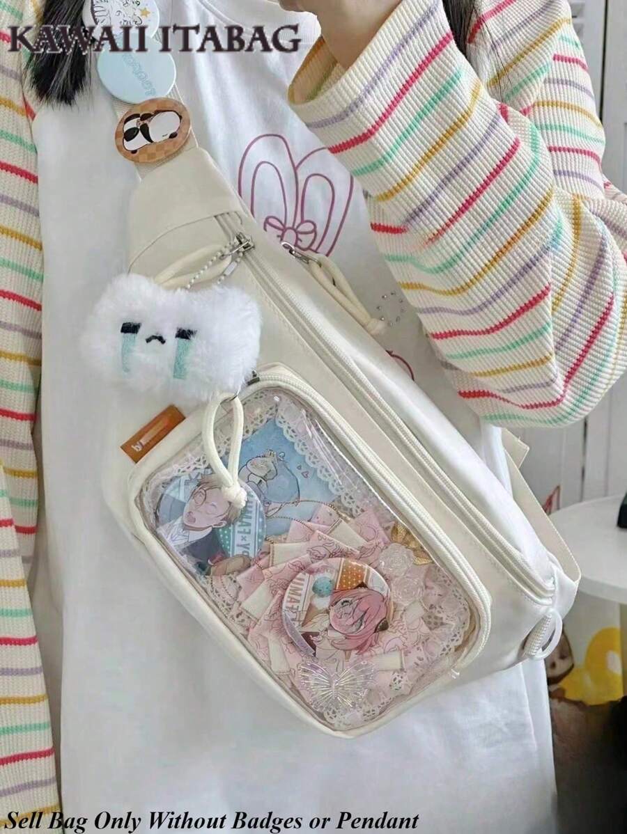 卡哇伊日式 Itabag 女学生胸包 Y2K 女士洛丽塔可爱斜挎包女孩透明 Itabag 钱包和手提包腰包 Ita 包单肩包