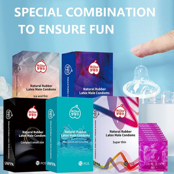 M.Dior 50 Stück Ultradünne Kondome, Ultradünne langanhaltende gerillte Kondome, Sexspielzeug mit Gleitmittel, Kondome für Männer, verzögernde Kondome für mehr Sinnlichkeit, Orgasmus-Stimulation für Männer und Frauen, Latex-Kondome zur Empfängnisverhütung und STI-Prävention, Naturlatex-Kondome