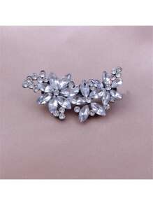 1pc Bling Flower Hair Clips Rhinestone Hair Clip, Silver Wedding Hair Pins Crystal Flower Bridal Hair Clips, Diamond Hair Accessories For Brides Bridesmaid Women Girls