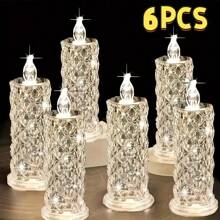 AMILL 3/6pcs Crystal LED Flameless Candles - Realistic Flickering Effect, Button Battery Powered, Durable Plastic Construction, Ideal For Home, Parties, Weddings, Birthdays, Valentine's Day Decorations, No-Smoke Ambiance Lighting - ánh sáng trắng ấm áp - Xem 11