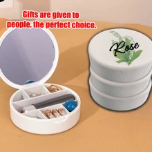 1 pieza Caja de almacenamiento de joyería personalizada con motivo floral y piedra natal, con nombre personalizado, caja redonda blanca que almacena anillos, collares, pendientes, regalo reflexivo para familia, amigos, pareja, mejor opción para el Día de San Valentín, boda, regreso a clases, lo personalizado lo hace único