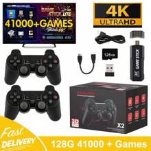X2 Wireless Retro Game Console 128G, Retro Game Stick , Built-In 40+ Emulators, 40000+ Games, 4K HD Output With 2.4GHz Wireless Controller, Plug And Retro Play Video Games For TV Playstation5 Cable Remote Remote Control Usb - Black - View 8