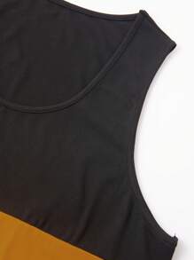 Herren Sommer Patchwork ärmelloses Trainings-Top, Fitness Gym Bodybuilding Laufen Training Outdoor Lässig Basic Tops Retro Amerikanisch, Sommer Outfits, geeignet für den täglichen Gebrauch, locker geschnitten, Sommer Urlaubsoutfits - Senfgelb - Übersicht 4