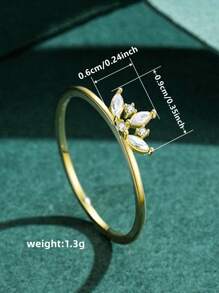 1 pieza Anillo de joyería de boda elegante de plata de ley 925 con circonita cúbica para mujer, joyería fina