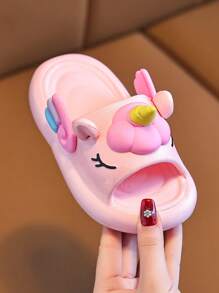 女孩卡通可爱 EVA 软底小马驹室内防滑厚底拖鞋，夏季 - 粉色 - 查看 6