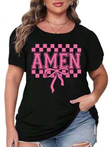 Oversized Style For Women, Amen Coquette Bow T-Shirt Amen Varsity, Christian Easter Shirt Spring T-Shirt Jesus Easter Bible Shirt Tee, Oversize Type Shirt For Women, Perfect For Holiday Parties Or Gift Giving, Soft And Comfortable