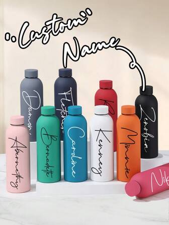 1pc 500ml Customized Nameplate Stainless Steel Insulated Tumbler, Straight Coffee Cup, Car Mug, Personalized Birthday Gift, Bridesmaid Gift, Mother's Day Present, Multi-Functional, Colorful, Modern, Custom, Personalized, Unique, Ideal Gifts For Her, Boyfriend, Dad, Girlfriend, Mom, Family, Friends, Tea Room, Home, Garden, Office, For Anniversaries, For Valentine's Day, For Mother's Day, For Father's Day, For Weddings, For Housewarming, Home & Living, Kitchen & Dining, Customized Cups,Chic Design