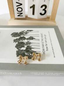 1 Pair Fashionable Lovely Chic Bowknot Design Earrings, Versatile High-End Elegant Ear Studs For Women