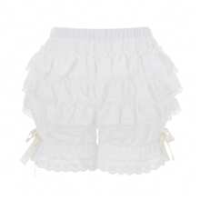 Women Lolita Bloomers Cute Ruffle Shorts Lace Pumpkin Pants Sexy Boyshorts Layered Bottoms Y2k Fairy Lace Layered Sweet Pettipants - trắng - Xem 6