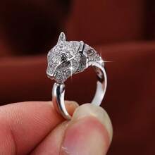 1pc Open Ring, Creative & Cubic Zirconia Embellished Ladies Fashion Simple Elegant Versatile Finger Ring - Silver - View 6