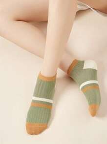 1/5/10 双女士彩色条纹短袜，夏季