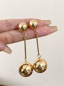 1 Pair Metal Ball With Long Tassel Drop Earrings, Exaggerated Vintage Jewelry Earrings Gift For Women