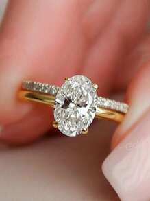 2 Sets Of Fashionable Gold Rings, Inlaid With Micro-Paved Gemstones And Silver Full Diamond, Suitable For Women As Wedding/Engagement Rings And Bridesmaid Rings - Multicolor - View 5