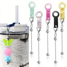 5/10PCS DIY Straw Bead Charm Set Includes Mini Lobster Clasps, Bead Rods, And Straw Decoration Accessories. Perfect For Creating Custom Jewelry, Cup, And Straw Decorations. A Portable DIY Kit For Crafting Beautiful Beads And Pendants, Ideal For Desktop Ornaments, Party Favors, Or Back-To-School Gifts. - Multicolor - View 8