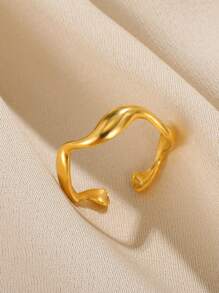 1 pieza Anillo abierto de acero inoxidable de unicolor simple, unisex