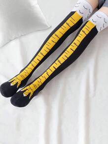 2 pares de calcetines sexys de mujer con patas de pollo, calcetines graciosos y personalizados tipo chimenea, calcetines lindos por encima de la rodilla, calcetines finos con forma de patas de pollo - Multicolor - Ver 6