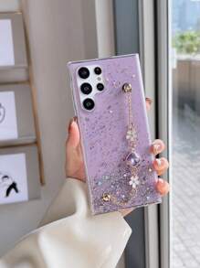 1pc Epoxy Starry Sky Rhinestone Bracelet Phone Case Compatible With Galaxy S22 Ultra S23 Ultra S24 Ultra 5G, Compatible With IPhone 11 12 13 14 15 Pro Max 16 Plus