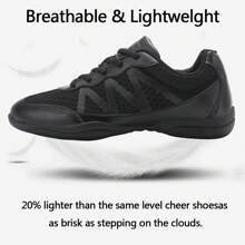 Black Mesh Cheerleading Shoes For Women, Sports Training Dance Ballet Gymnastics Tumbling Flexible Sneakers