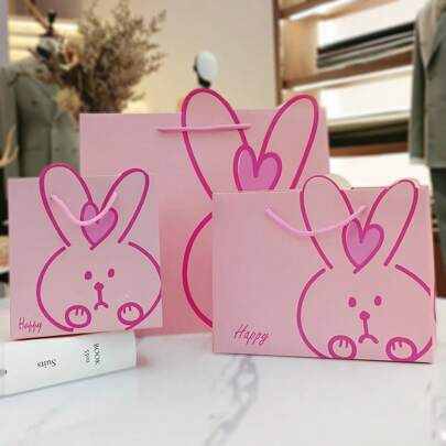 Bolsas de regalo con forma de corazón y conejo - Diseño de dibujos animados de animales lindos | Perfecto para bodas, Día de la Madre (Amor por mamá), Día de San Valentín | Ideal para Pascua, Navidad, Acción de Gracias | Excelente para graduación, recuerdos de fiesta, regalos y sorpresas | Muy atractivo y adorable bolsos