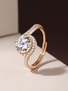 1pc Luxury Angel's Kiss Design Minimalistic Couple Rings, - Simple Diamond Ring - View 2