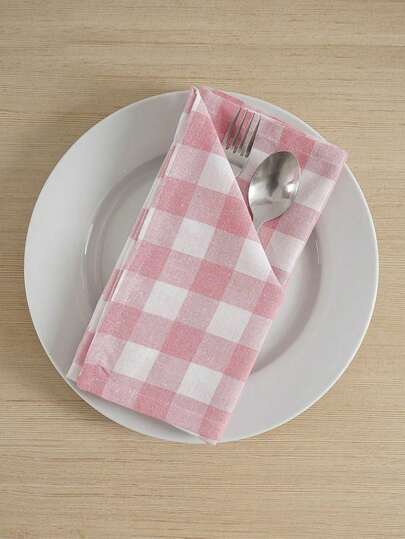 2/6/12 件甜美休闲格子餐巾，可重复使用和清洗，适合情人节、婚礼、户外野餐、派对、日常家居装饰