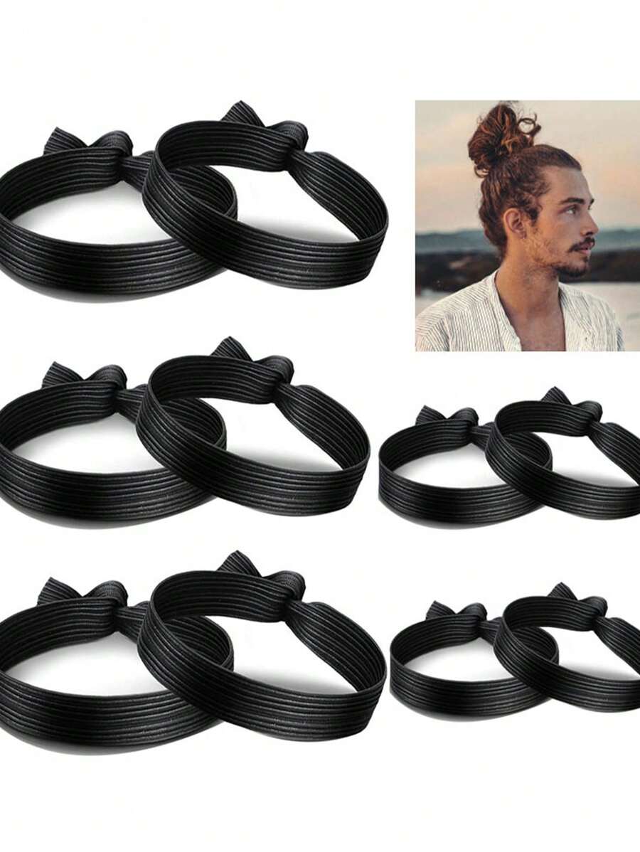 10 件/包 男士夏季运动弹力打结头带，透气涤纶发带腕带