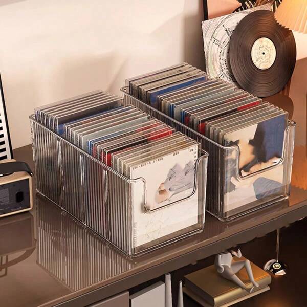 CD/Vinyl/Cassette Tape Desk Display Rack, Album Storage Organizer Box