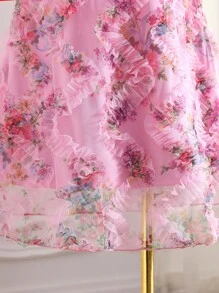 Girls' Pink Sleeveless Mesh Big Bow Embroidered Princess Dress, Comfortable & Elegant For Outings