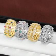 1 pièce Bague décorée de zirconium artificiel à motif géométrique, cadeau pour les filles