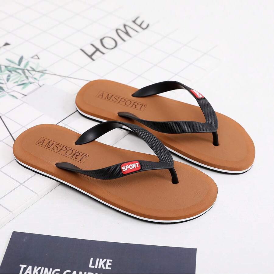 Men's Flip Flops Slippers Anti-Slip Wear-Resistant Comfortable Sandals, Fashionable Minimalist Outdoor Thong Sandals - Brown - View 1
