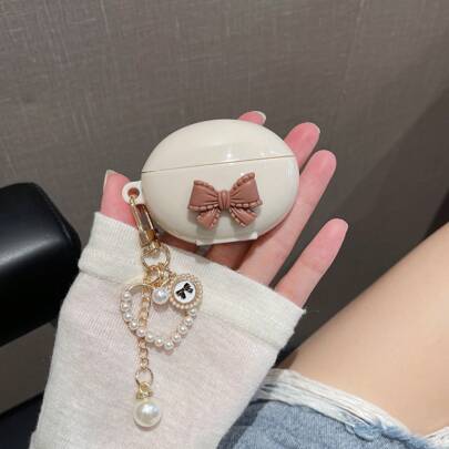 Vintage weißer Schleifen-Kopfhörertasche für SE2/SE3 Kopfhörer, weiche Schutzhülle für FreeBuds 5i/6i, süße kabellose Bluetooth-Kopfhörer-Ladecase für Freebuds 4 mit kreativer Verzierung