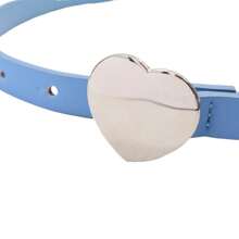 Pink Or Blue Skinny Belt With Heart Buckle For Girls - 藍色 - 查看 4