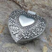 Caja de joyería de metal retro de tamaño pequeño, decoración vintage con flores talladas, estuche para baratijas, almacenamiento de anillos, pulseras, colgantes y organizador de cuentas - 296 - Ver 7