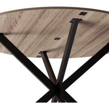 AYYDS Retro Industrial Style Round Dining Table - 120cm Wooden Kitchen Table With Striking Black Metal Legs And Natural Walnut Finish, Kitchen & Dining - Black - View 7