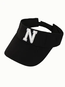 1 件女士 26 颗珍珠字母时尚休闲防晒帽，适合春夏季日常户外街头风格搭配，生日、节日的绝佳礼物