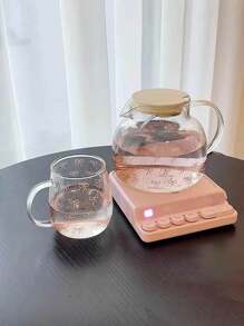 1pc INS风格蝴蝶结印花玻璃杯，不对称手柄水杯，家用下午茶咖啡杯，果汁冷饮杯，早餐牛奶杯，酸奶燕麦杯，节日礼品杯，送给家人朋友的礼物，情人节礼物返校 - 彩色 - 查看 8