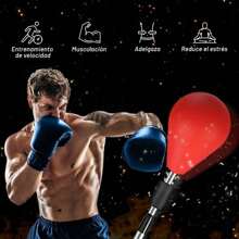 Renmte Pera de Boxeo con Base, Costales Pesados de Box, Saco de Velocidad Independiente, Costal de Boxeo con Base, Pera de Boxeo de Altura Ajustable con Guantes - 1 - Ver 4