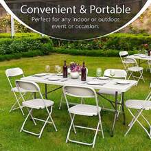 Used 6-Ft Plastic Folding Table - Ideal For Indoor/Outdoor Dining & Party Use - 1 - View 9