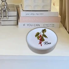 1 pieza Caja de almacenamiento de joyería personalizada con motivo floral y piedra natal, con nombre personalizado, caja redonda blanca que almacena anillos, collares, pendientes, regalo reflexivo para familia, amigos, pareja, mejor opción para el Día de San Valentín, boda, regreso a clases, lo personalizado lo hace único