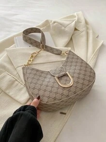 Mi Lightweight,Business Casual Small Zipper Hobo Bag Fashionable Black Metal Decor For Teen Girls Women College Students,Rookies & White-Collar Workers Perfect For Office,College,Work ,Business,Commute,Outdoors, Travel, Outings - Khaki - View 6