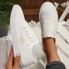 白色女士休闲鞋，2025年春季新品，透气面料，柔软鞋底，防滑，轻便，跑步 - 白色 - 查看 1