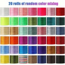 1 Set Of 20 Rolls Chinese Cord, Each 360 Inches, 0.8mm, Random Mixed Color Nylon Thread, Suitable For DIY Bracelets, Necklaces, Beading Jewelry, Accessories, Materials, Christmas Decorations, Braiding, Total 7,874.02 Inches