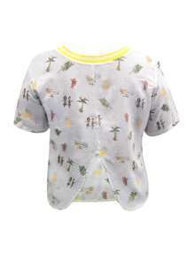 Women's Blouse With Opening In The Back, Tropical Print