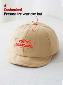 1 件定制透气刺绣软帽檐婴儿名字文字太阳帽，适合婴幼儿、男孩和女孩，适合 0-8 个月大的婴儿，头围：46-50 厘米 - 彩色 - 查看 4